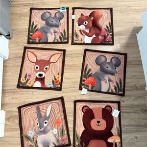 Set of 6 Woodland Animal Rugs